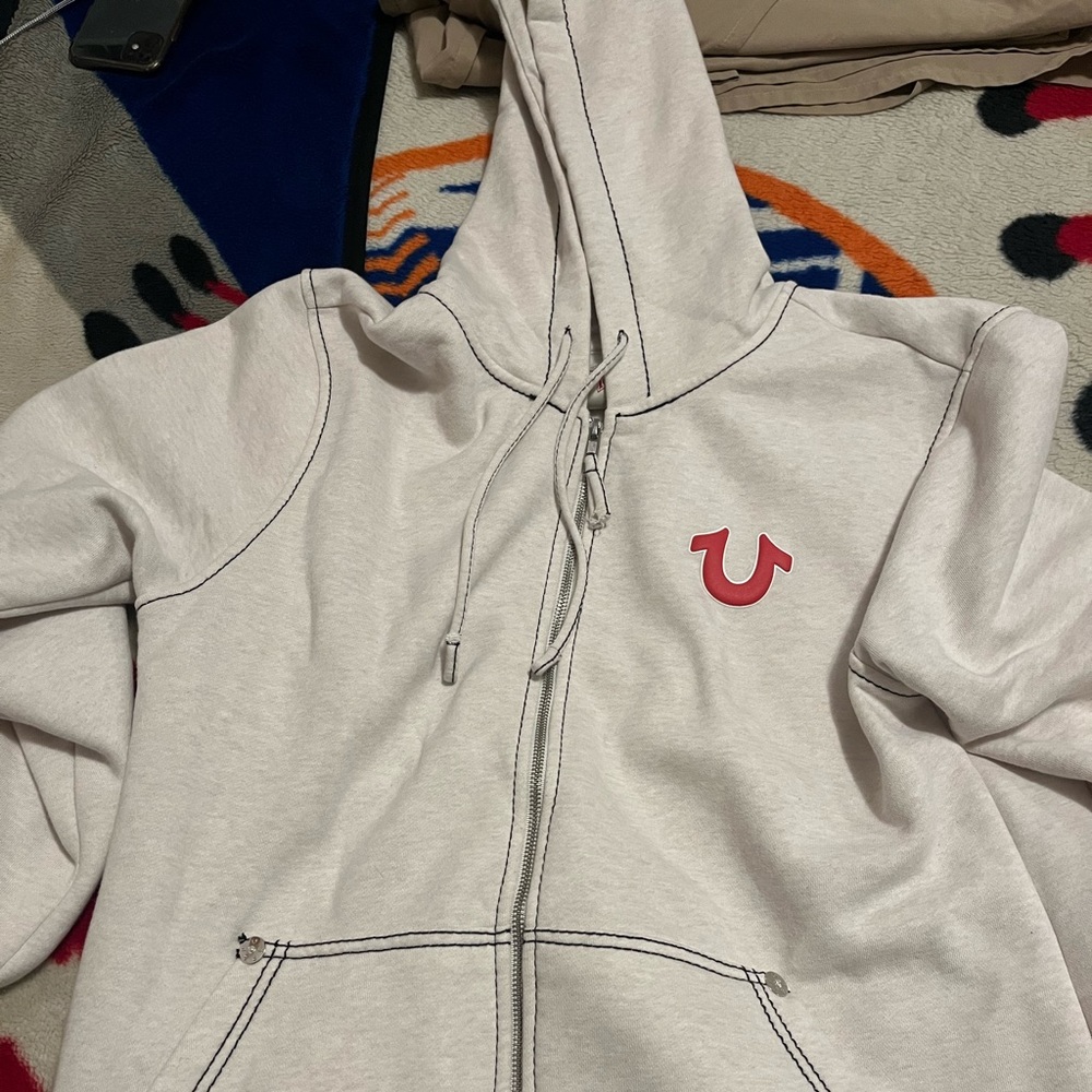 MENS TRUE RELIGION ZIP UP HOODIE SIZE XL (TRUE TO SIZE)